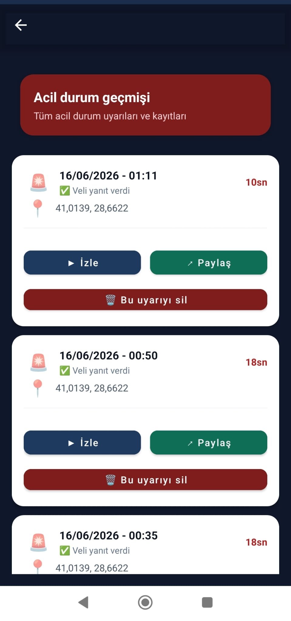 Acil Durum Geçmişi